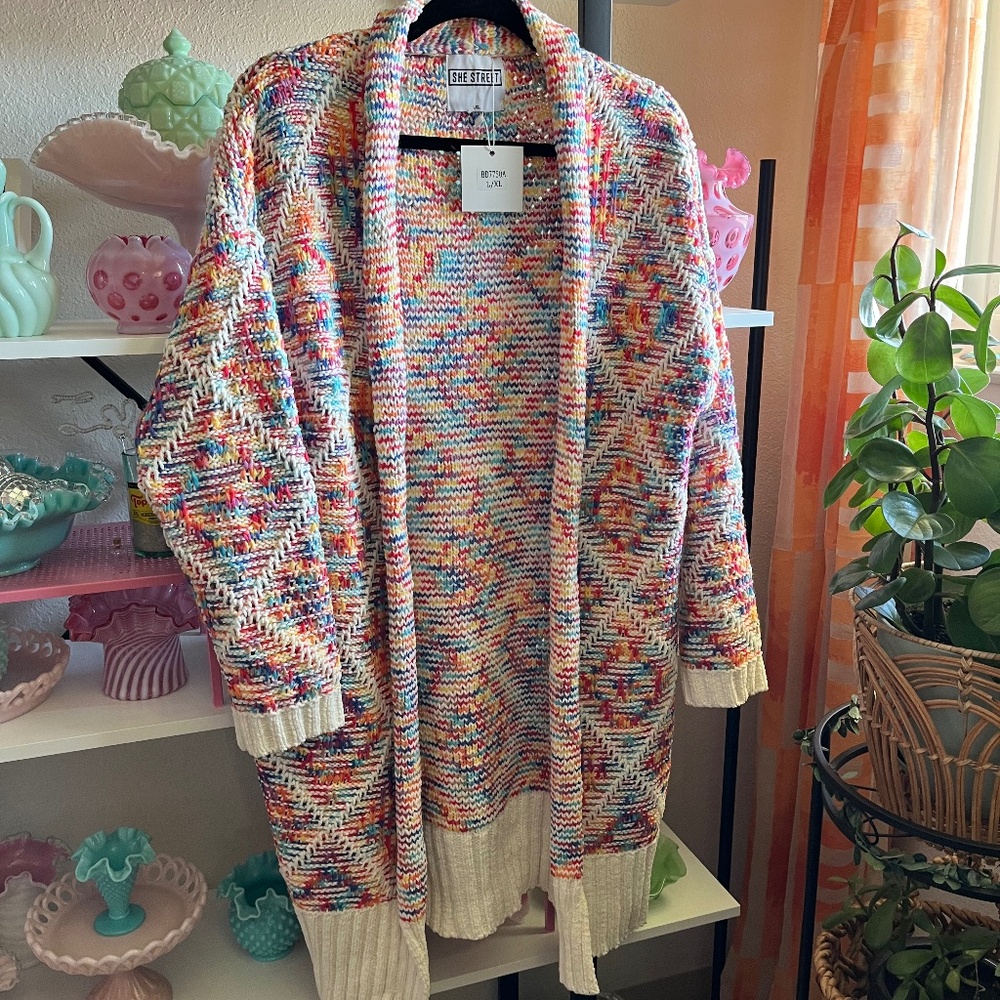 She Street multi-coloured knit chenille cardigan